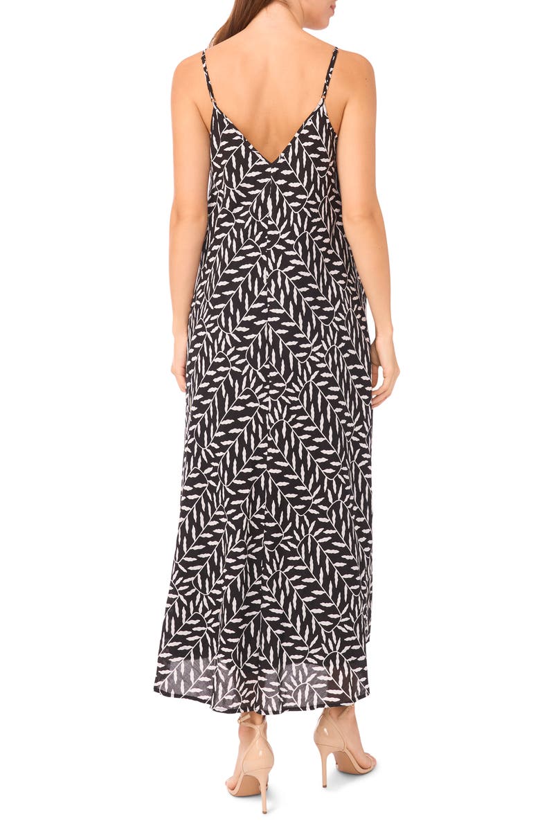 Halogen<sup>®</sup> Leaf Print Contrast Detail Shift Dress, Alternate, color, 