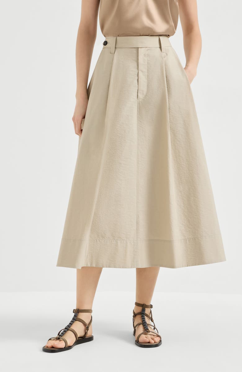 Brunello Cucinelli Sartorial skirt with monili, Main, color, Beige