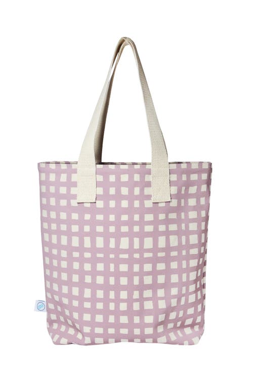 Dance Happy Grid Carry All Tote Bag In Orchid