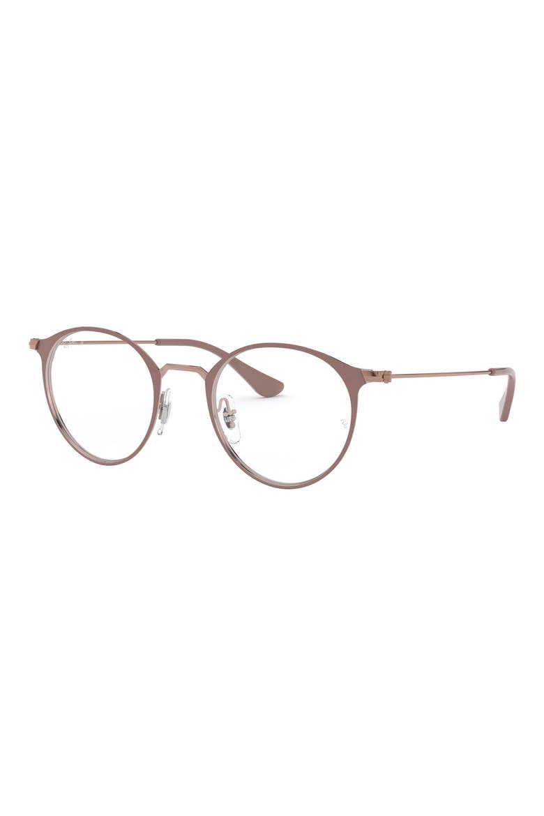 Unisex 47mm Round Optical Glasses, Alternate, color, GOLD BROWN