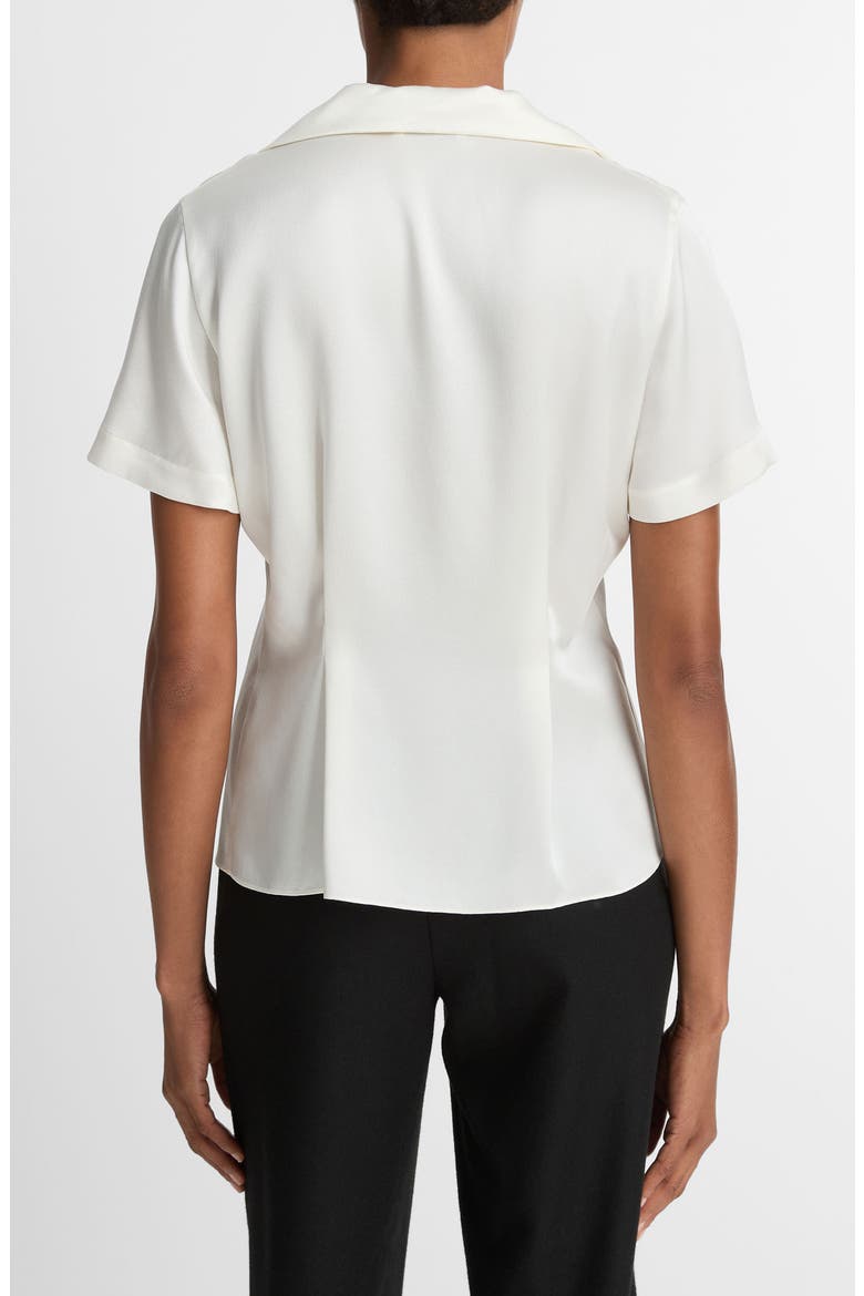 Short Sleeve Silk Button-Up Shirt, Alternate, color, OFF WHITE