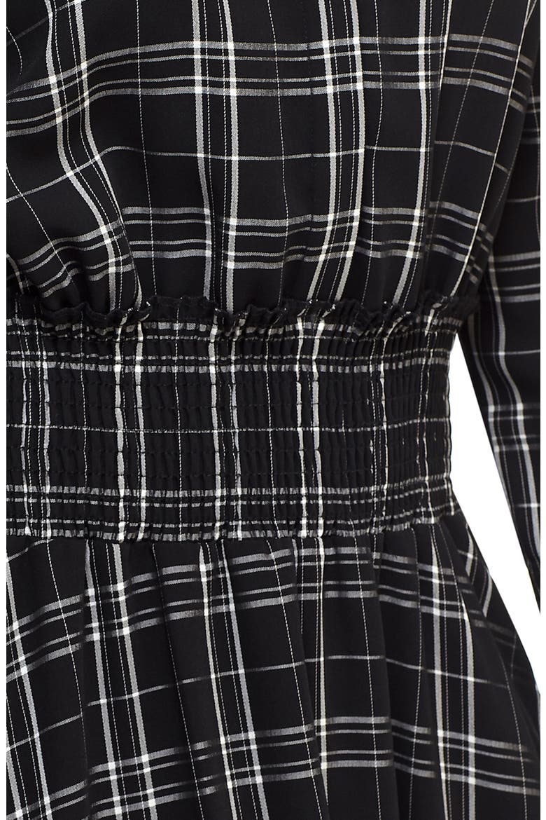 Plaid Long Sleeve Shirtdress, Alternate, color, BLACK/ WHITE