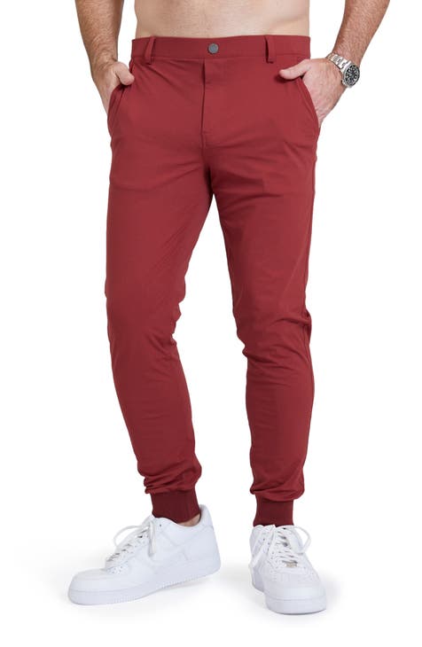 Dark red joggers on sale