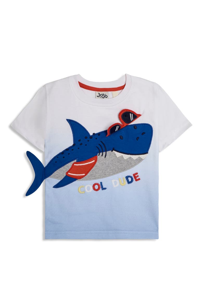 Shark Appliqué Cotton T-Shirt & Shorts Set, Alternate, color, BLUE
