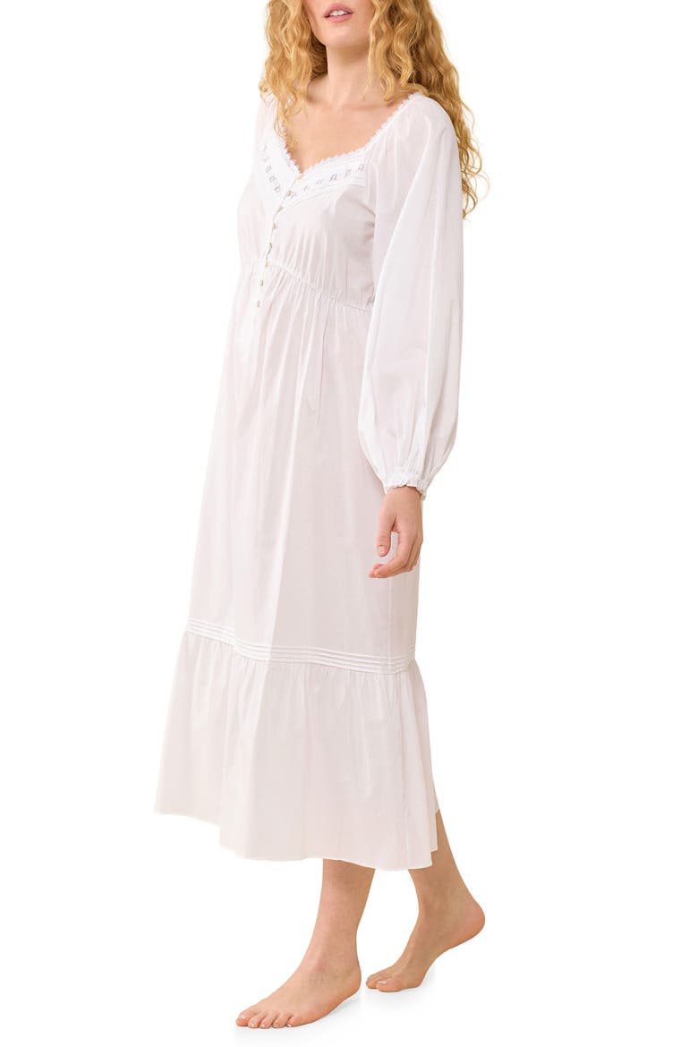 Lace Trim Cotton Ballet Nightgown, Alternate, color, WHITE