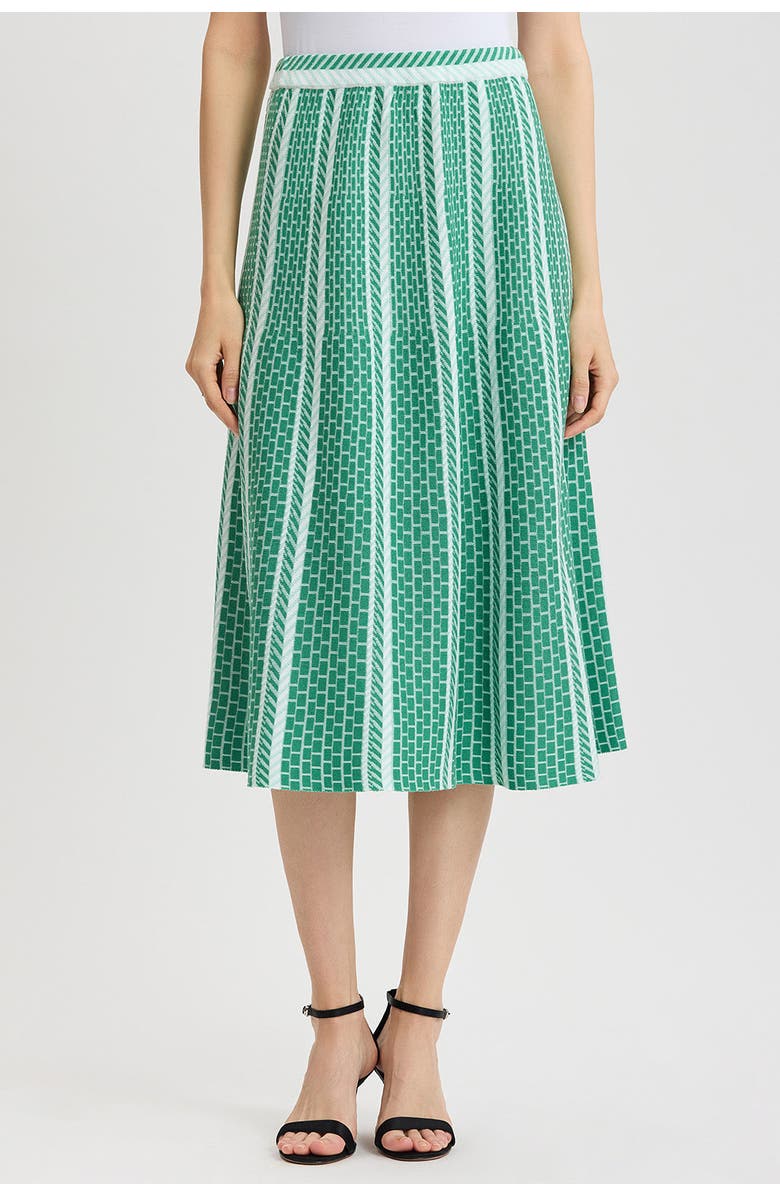 Ming Wang Roadmap Pattern Soft Knit Midi Skirt, Main, color, Kelly Green/Eucalyptus/Ivory
