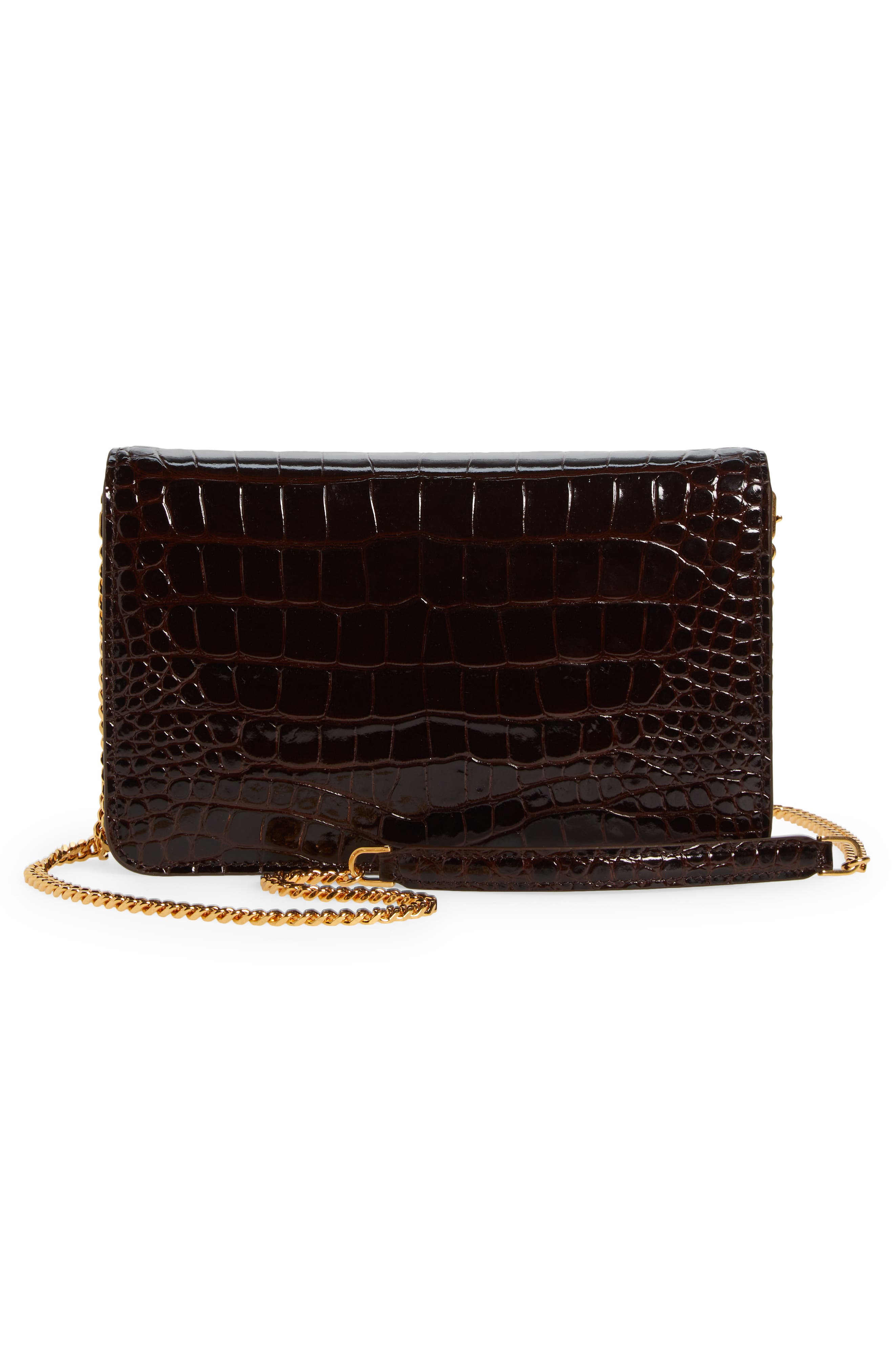 TOM FORD Small Croc Embossed Leather Shoulder Bag, Alternate, color, 