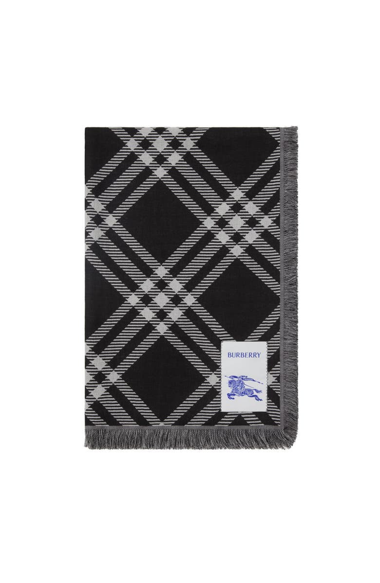 Burberry Wide Check Wool Silk Scarf, Alternate, color, Black/Calico