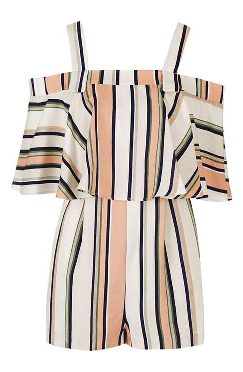 Topshop Stripe Popover Romper, Alternate, color,