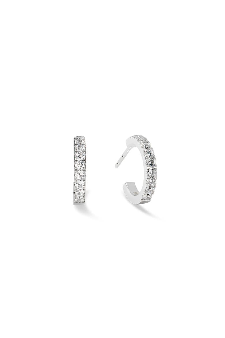 Eternal Love Mini Crystal Hoop Earrings, Main, color, Silver