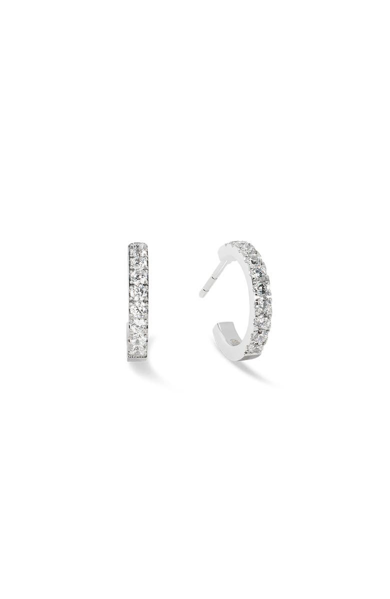 COEUR DE LION Eternal Love Mini Crystal Hoop Earrings, Main, color, Silver