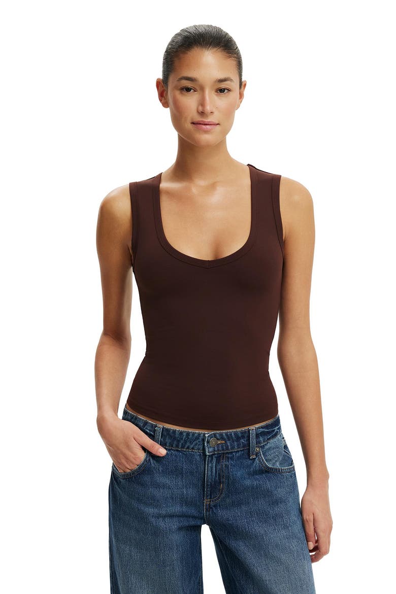 Women's Hold Me V Neck Tank, Main, color, Dark Oak