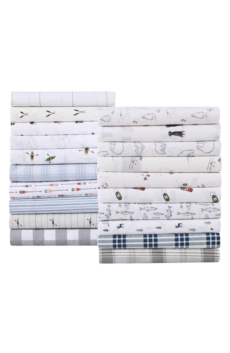 Eddie Bauer Smokey Bear Camp 200 Thread Count 100% Cotton Percale Sheet Set, Alternate, color, Grey