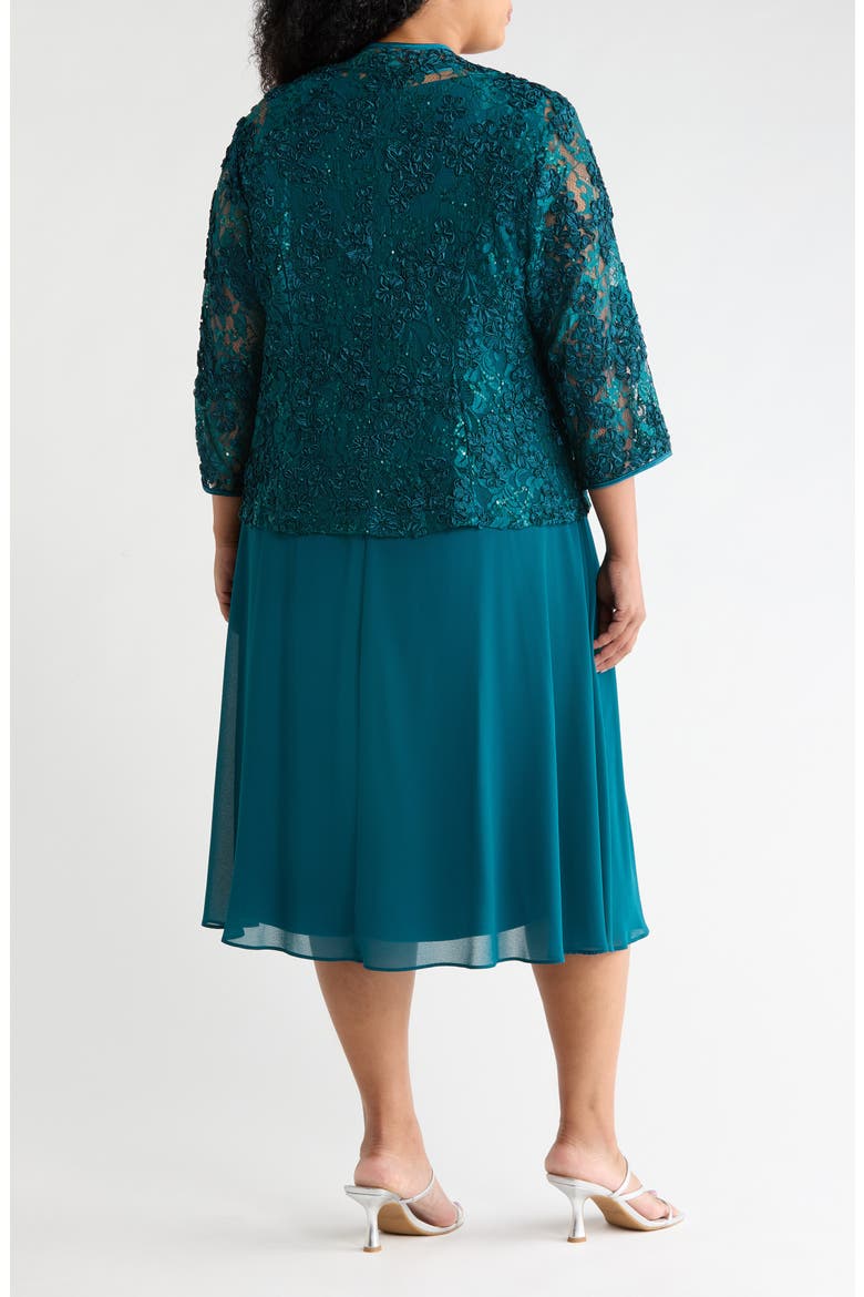 Sequin Lace Jacket & Sleeveless Dress Set, Alternate, color, PEACOCK