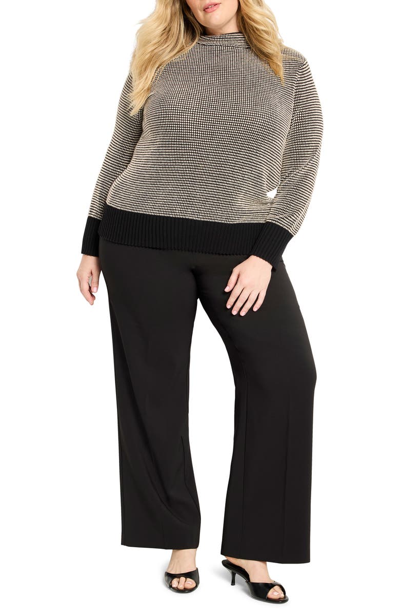 NIC+ZOE Mock Neck Pixel Knit Sweater, Alternate, color, Black Multi