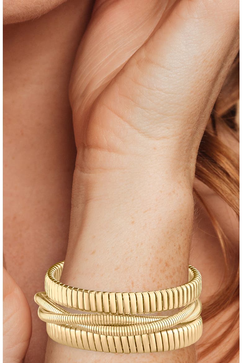 Flexible Layered Cuff Bracelet (Nordstrom Exclusive), Alternate, color, GOLD