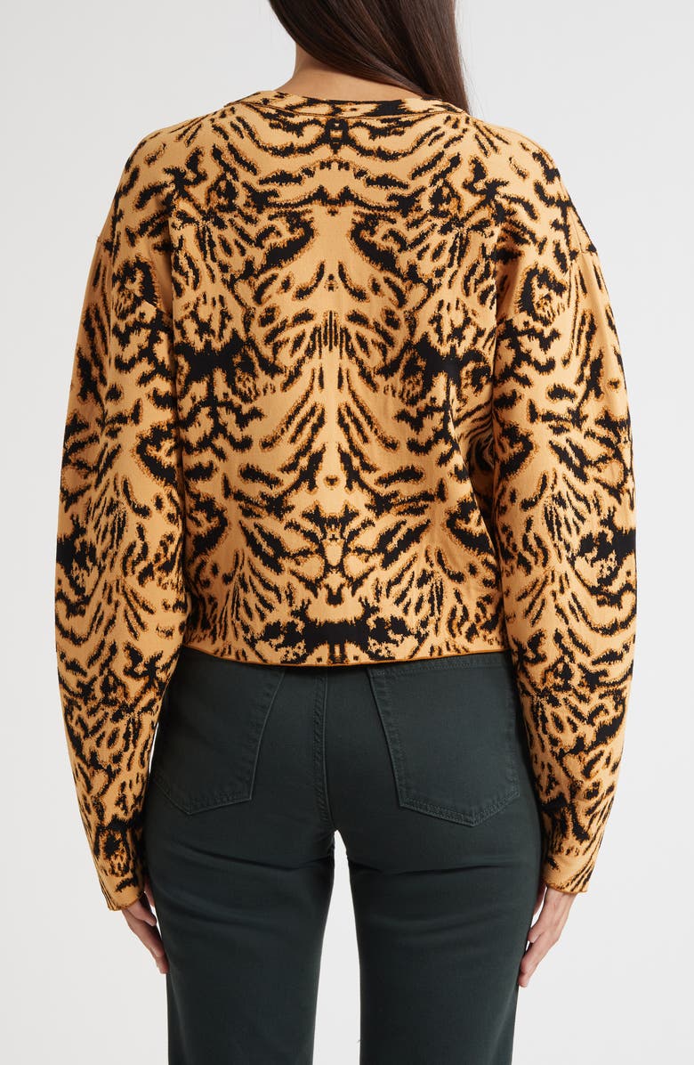 Ulla Johnson Payton Metallic Tiger Jacquard Cardigan, Alternate, color, Bengal