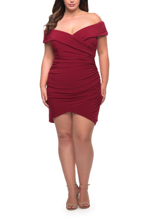 Plus Size Short Jersey Off the Shoulder Dress