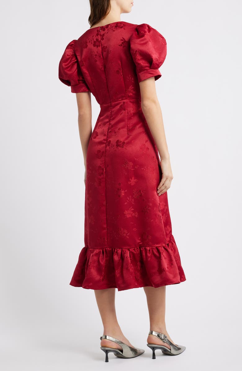 Sister Jane Carnival Hearts Puff Sleeve Midi Dress, Alternate, color, Red