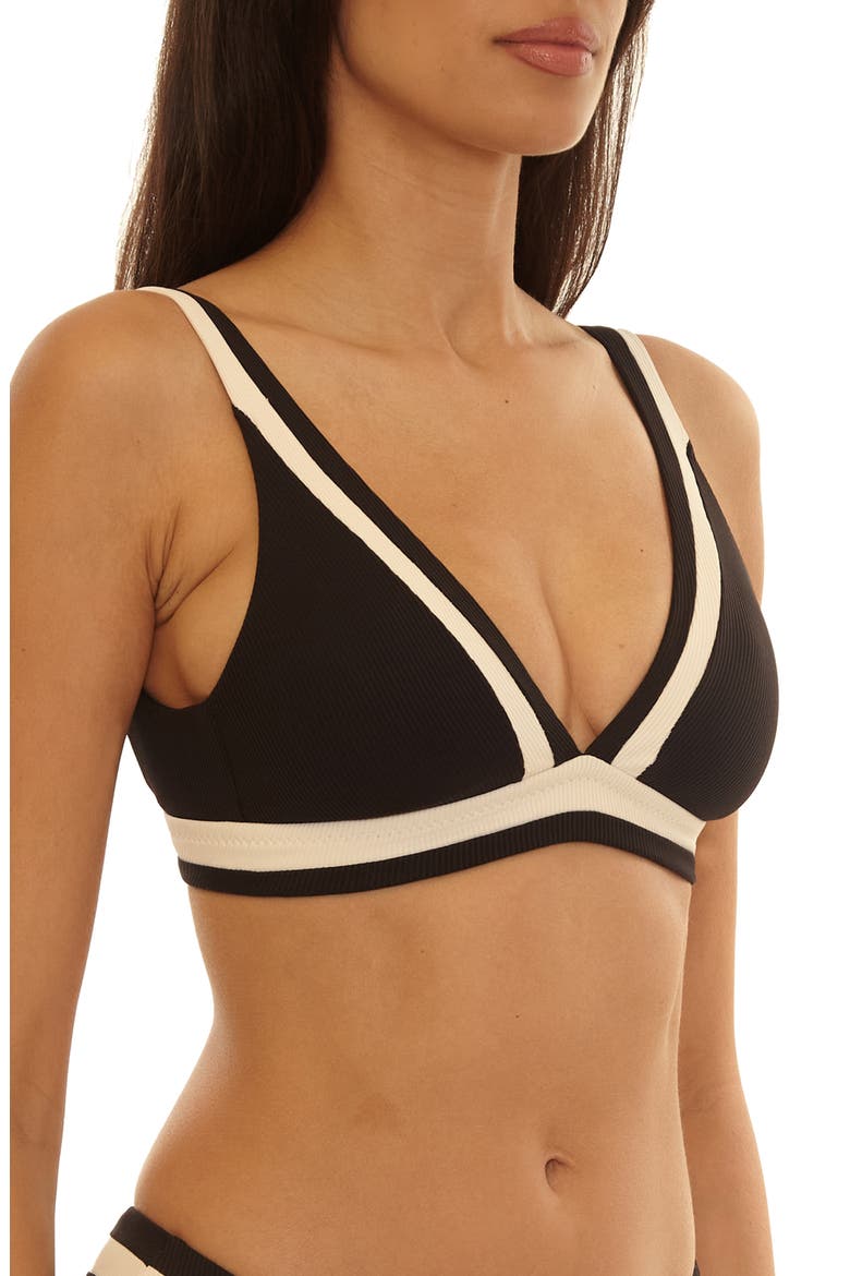 Coast Line Triangle Bikini Top, Alternate, color, BLACK/ TAN