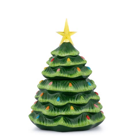13 in. Nostalgic Ceramic Lit Tree Cookie Jar