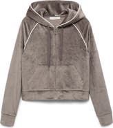 MANGO Crop Velour Hoodie