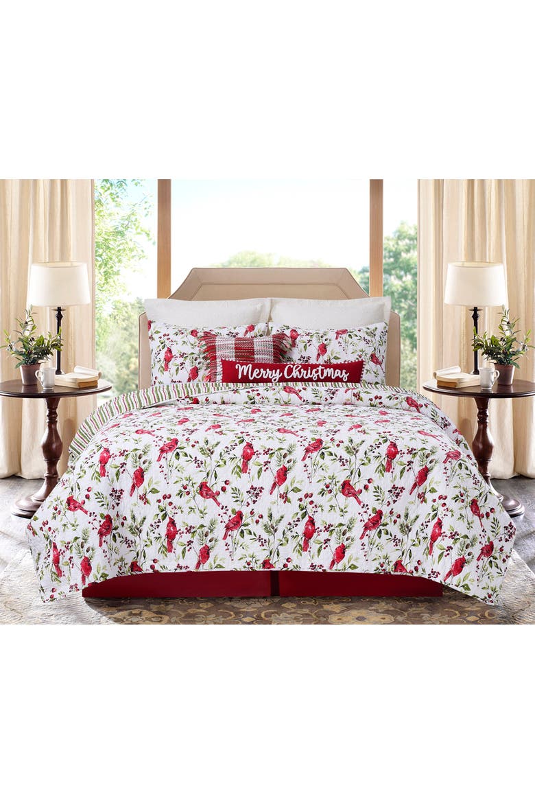 Rosalind Cardinal Bedding Quilt Collection, Alternate, color, Red