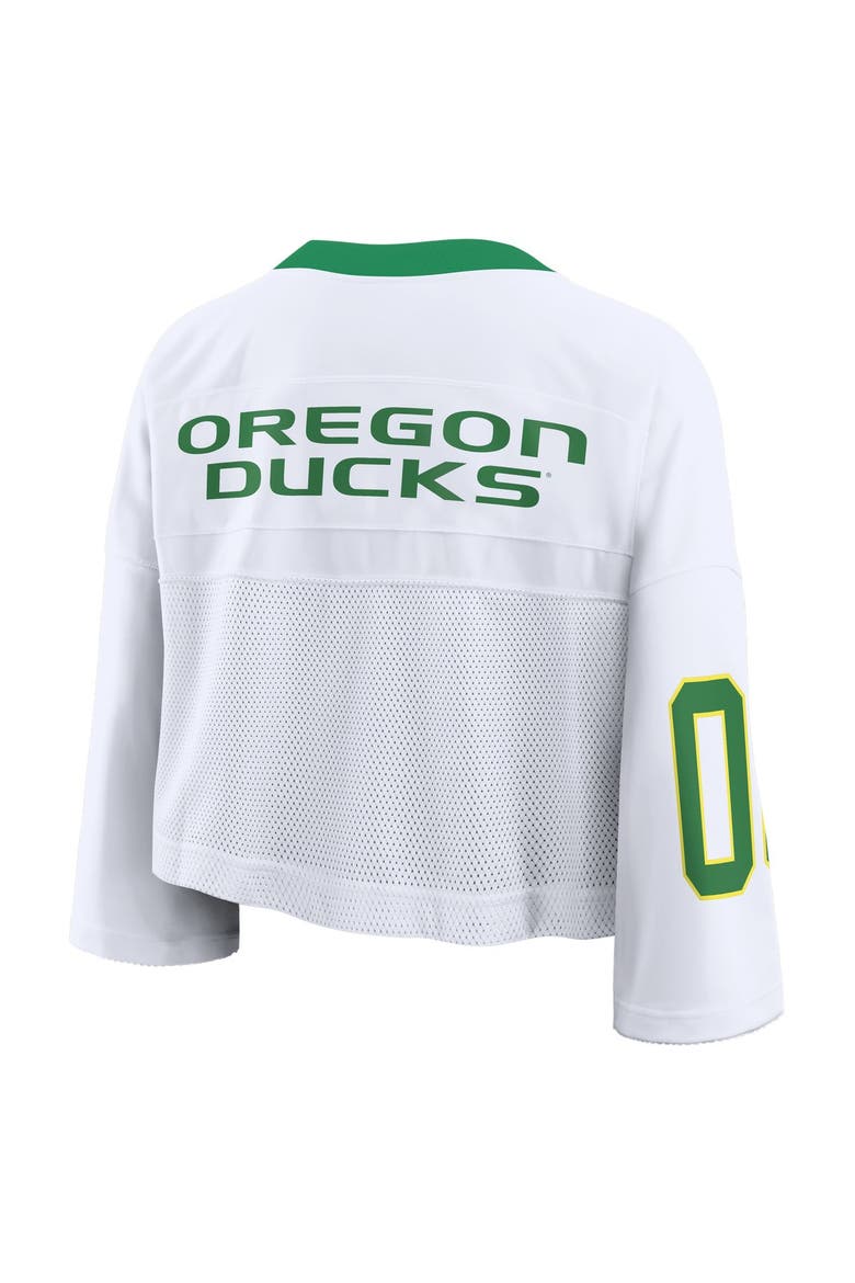 Women's Nike White Oregon Ducks Oversized Logo Cropped Fashion Jersey, Alternate, color, White