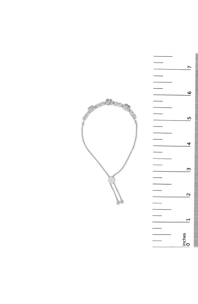 Haus of Brilliance .925 Sterling Silver Swiss Blue Topaz and White Sapphire Bolo Bracelet, Alternate, color, White