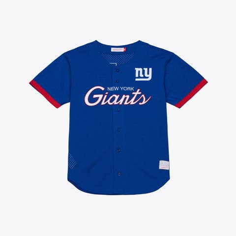Men's Mitchell & Ness  Royal New York Giants Head Coach Mesh Full-Button Fashion Jersey
