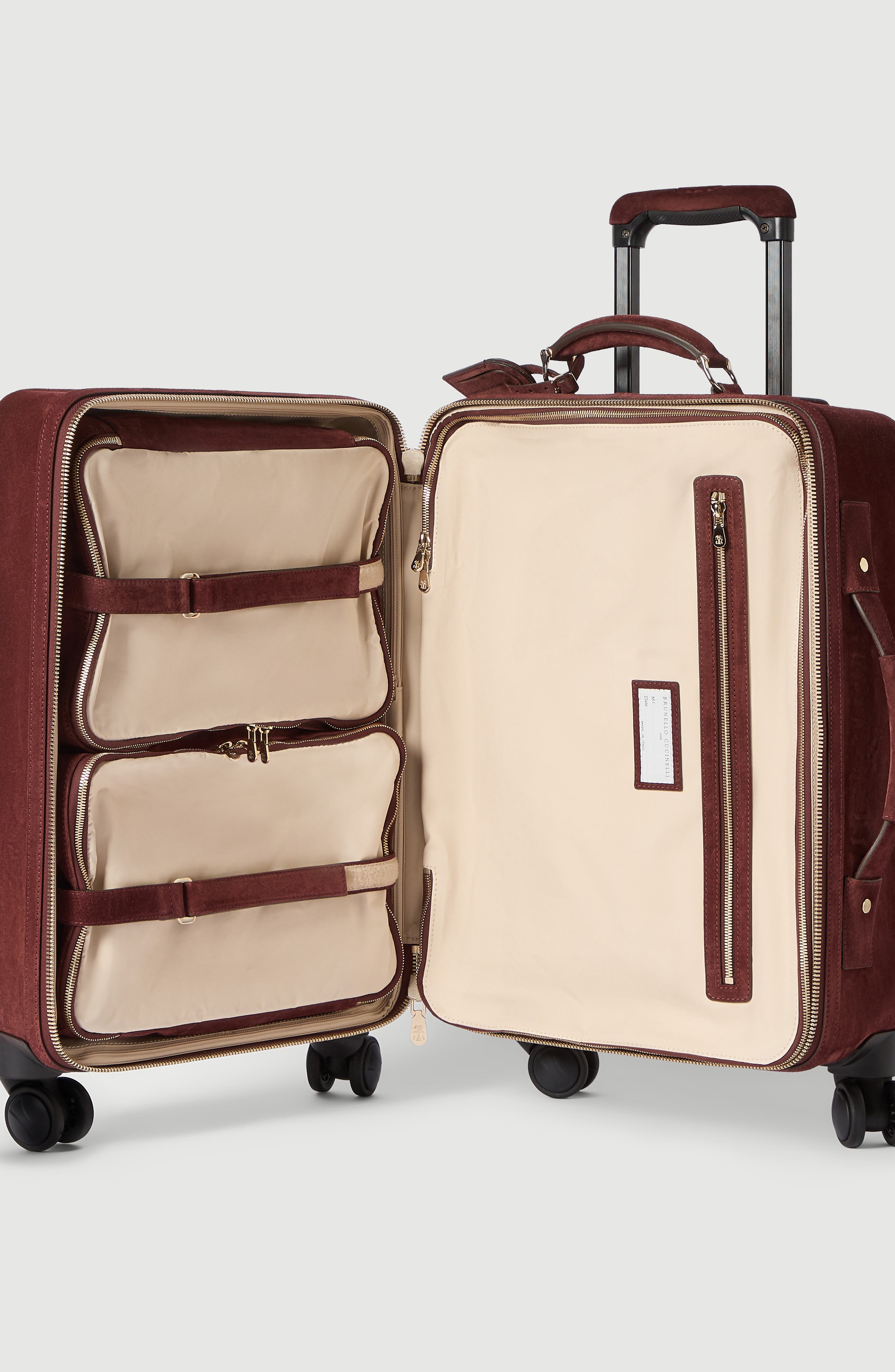 Suede suitcase, Alternate, color, Burgundy