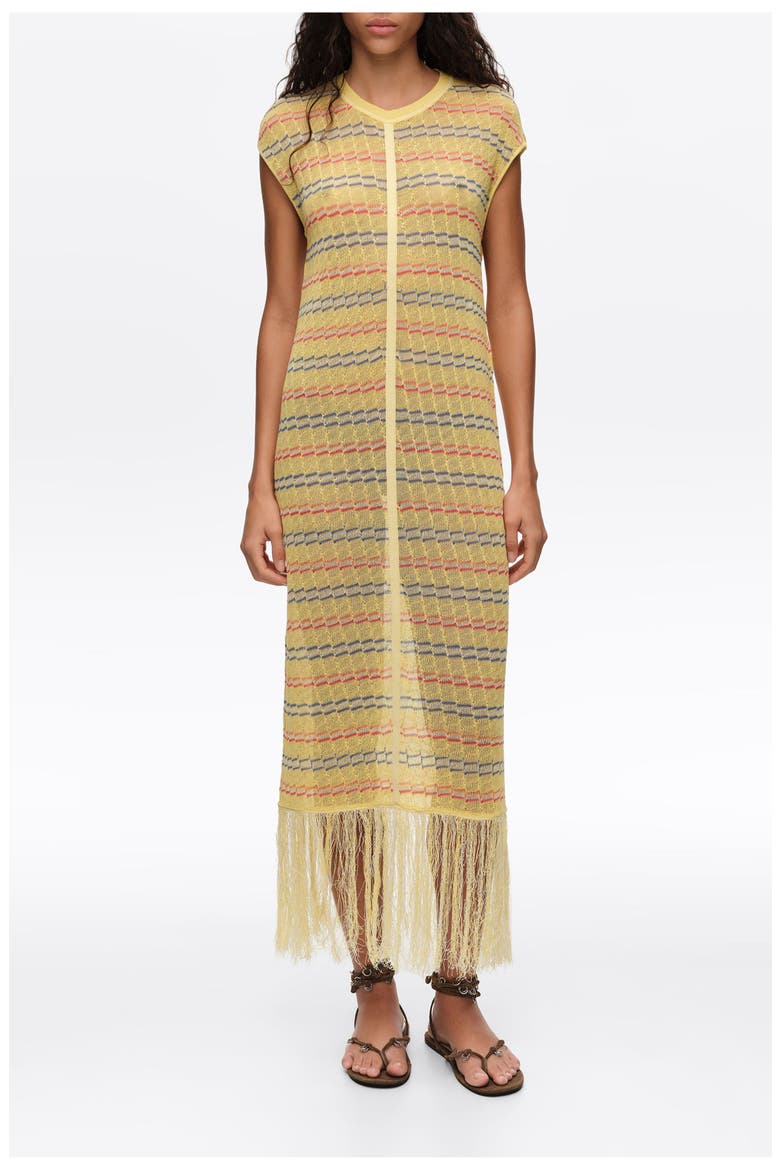 Sleeveless Knit Dress With Fringing, Main, color, LIGHT YELLOW