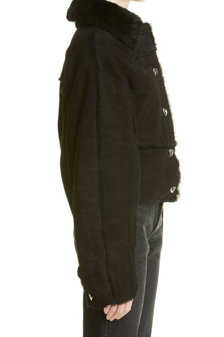 Kahlo Genuine Shearling Crop Jacket, Alternate, color, BLACK