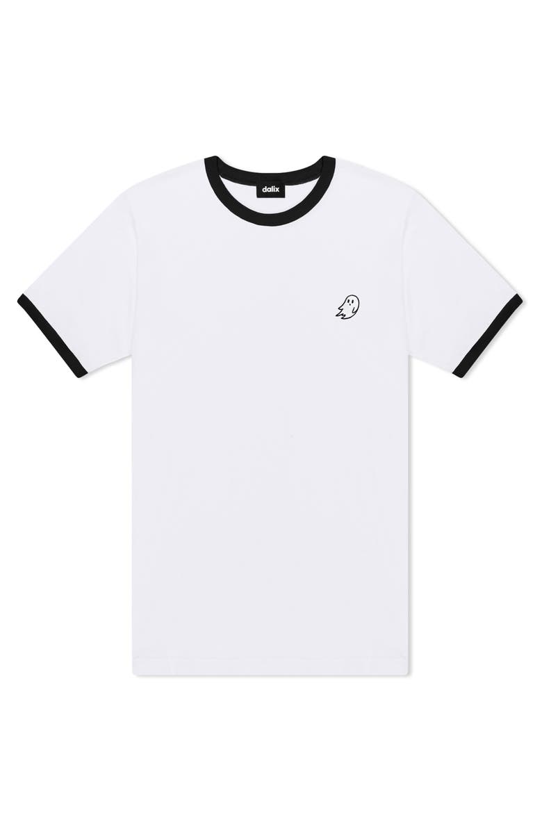 Dalix Mens Ghost Jersey Ringer Tee, Main, color, White Black