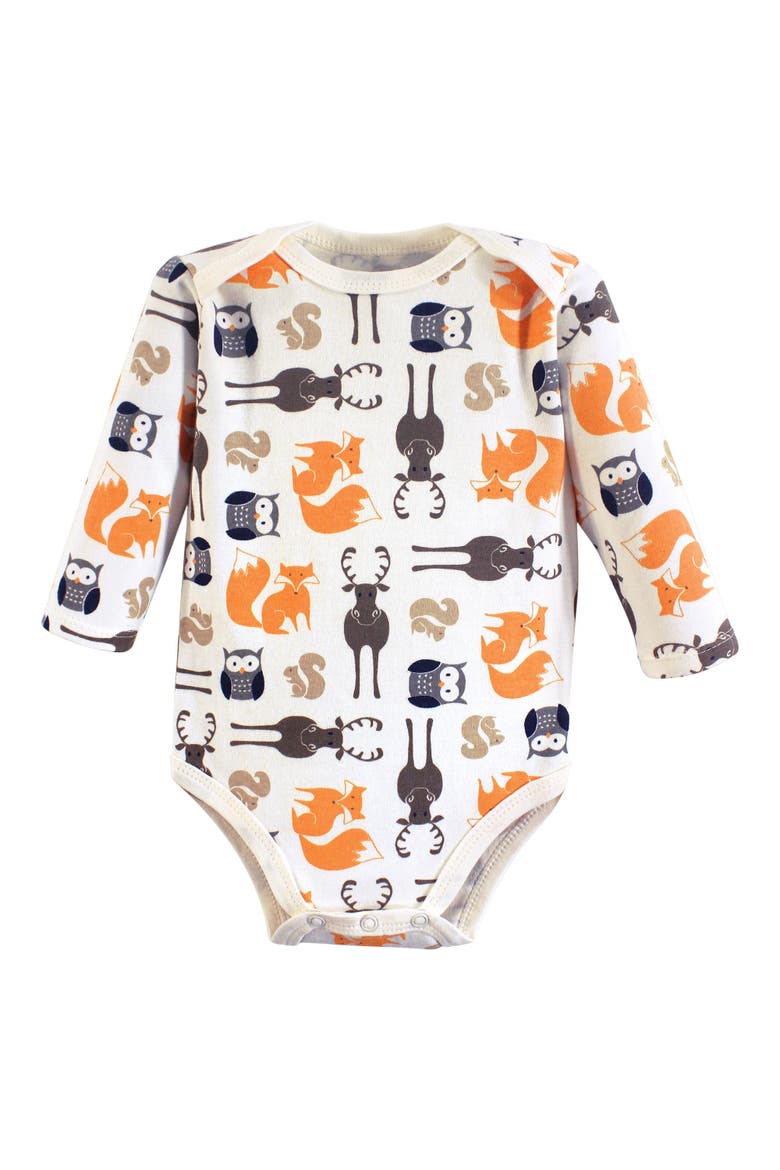 Cotton Long-Sleeve Bodysuit 3Pk, Alternate, color, Forest