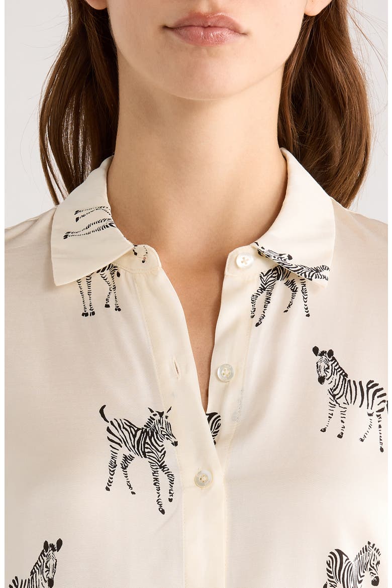 Saige Zebra Print Button-Up Shirt, Alternate, color, IVORY ZEBRA