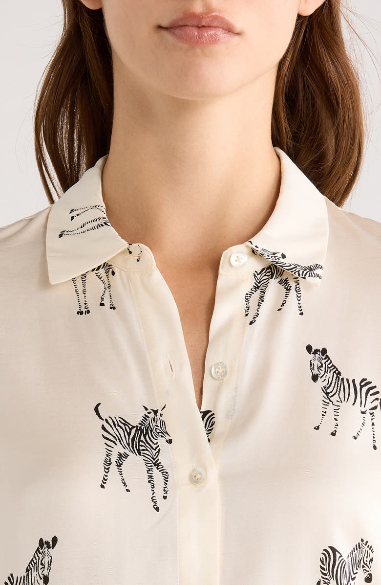 Rails Saige Zebra Print Button-Up Shirt, Alternate, color, Ivory Zebra