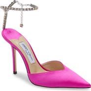 Jimmy Choo Saeda Crystal Ankle Strap Pointed Toe Pump