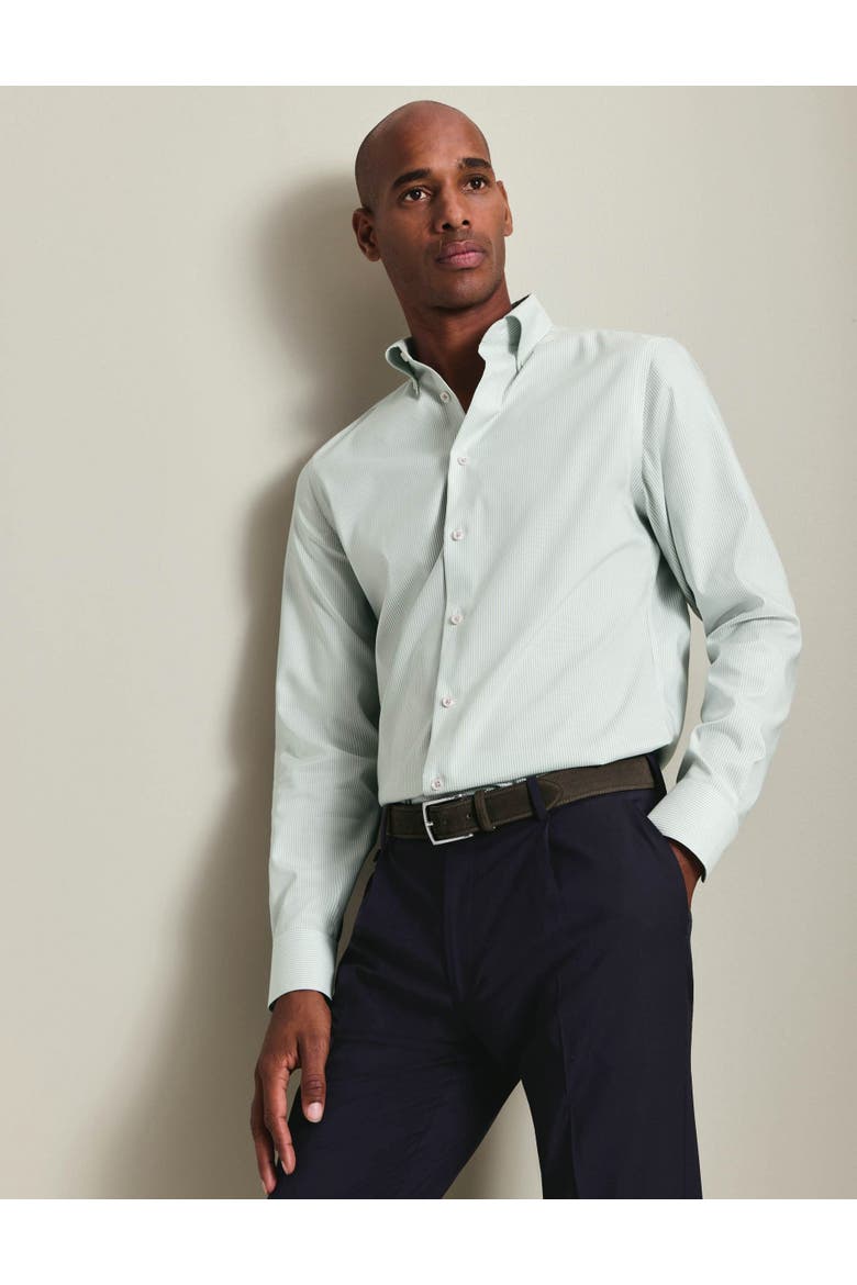 Non-Iron Stretch Pinpoint Oxford Shirt, Main, color, Mid Green