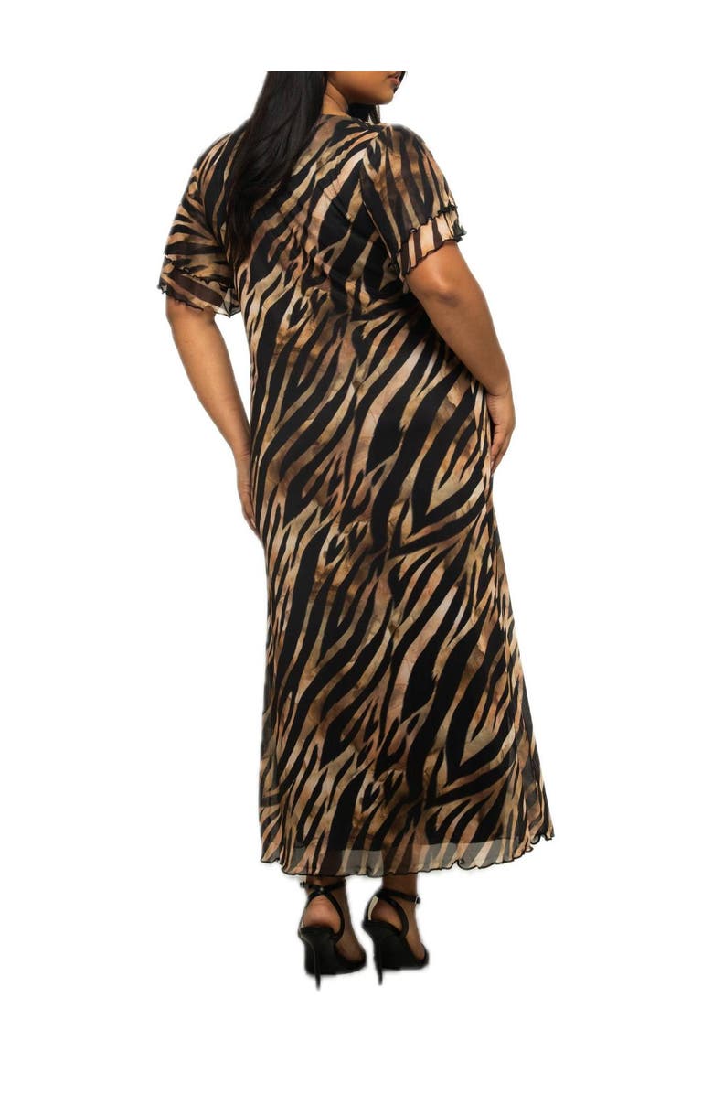 FASHION-SZN CURVE Plus Size Zebra Print Mesh Midi Dress, Alternate, color, Black