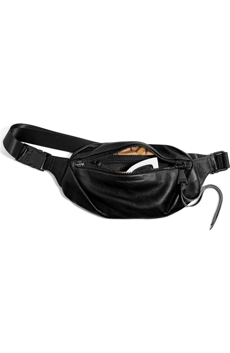 AIMEE Milan Leather Belt Bag, Alternate, color, Black W/ Black
