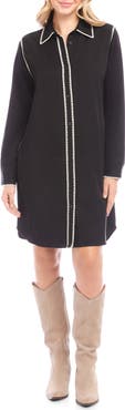 Karen Kane Edge Stitch Long Sleeve Shirtdress