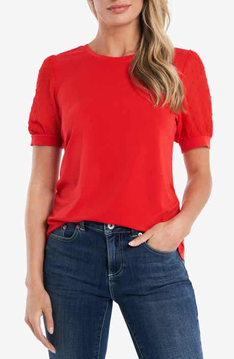 Clip Dot Puff Sleeve Top