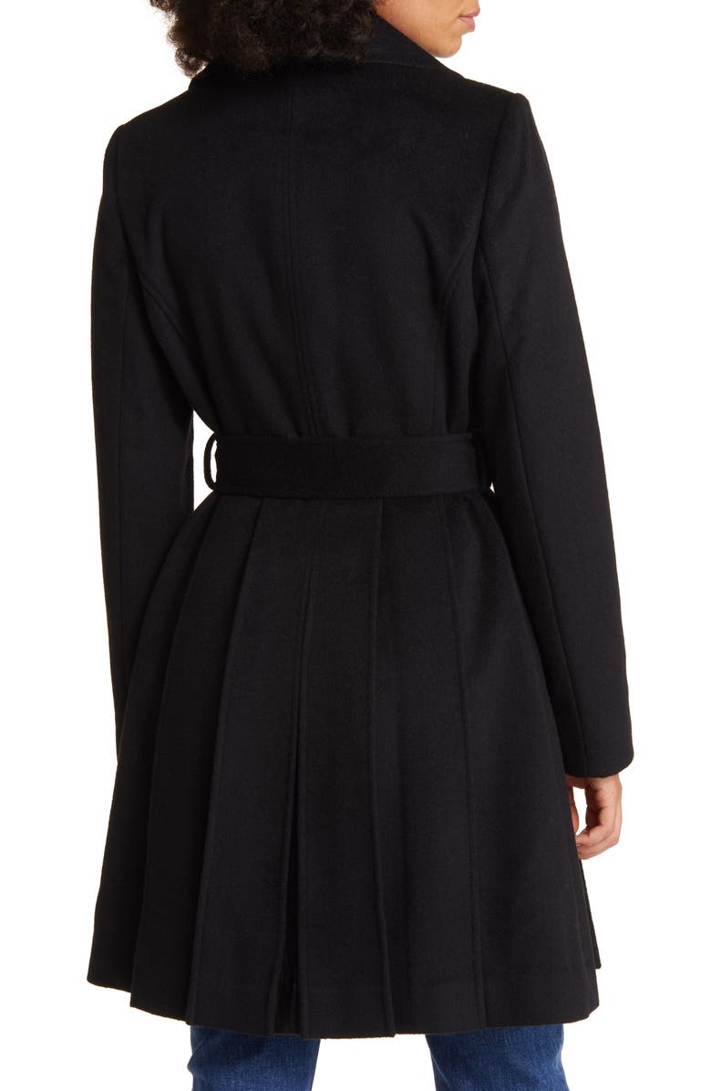 Via Spiga Belted Faux Leather Trim Wool Blend Coat, Alternate, color,