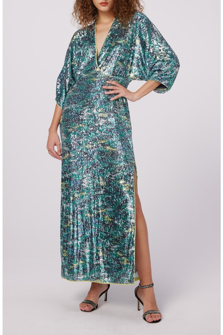 Jessel Sequin Maxi Dress, Main, color, FLAMES