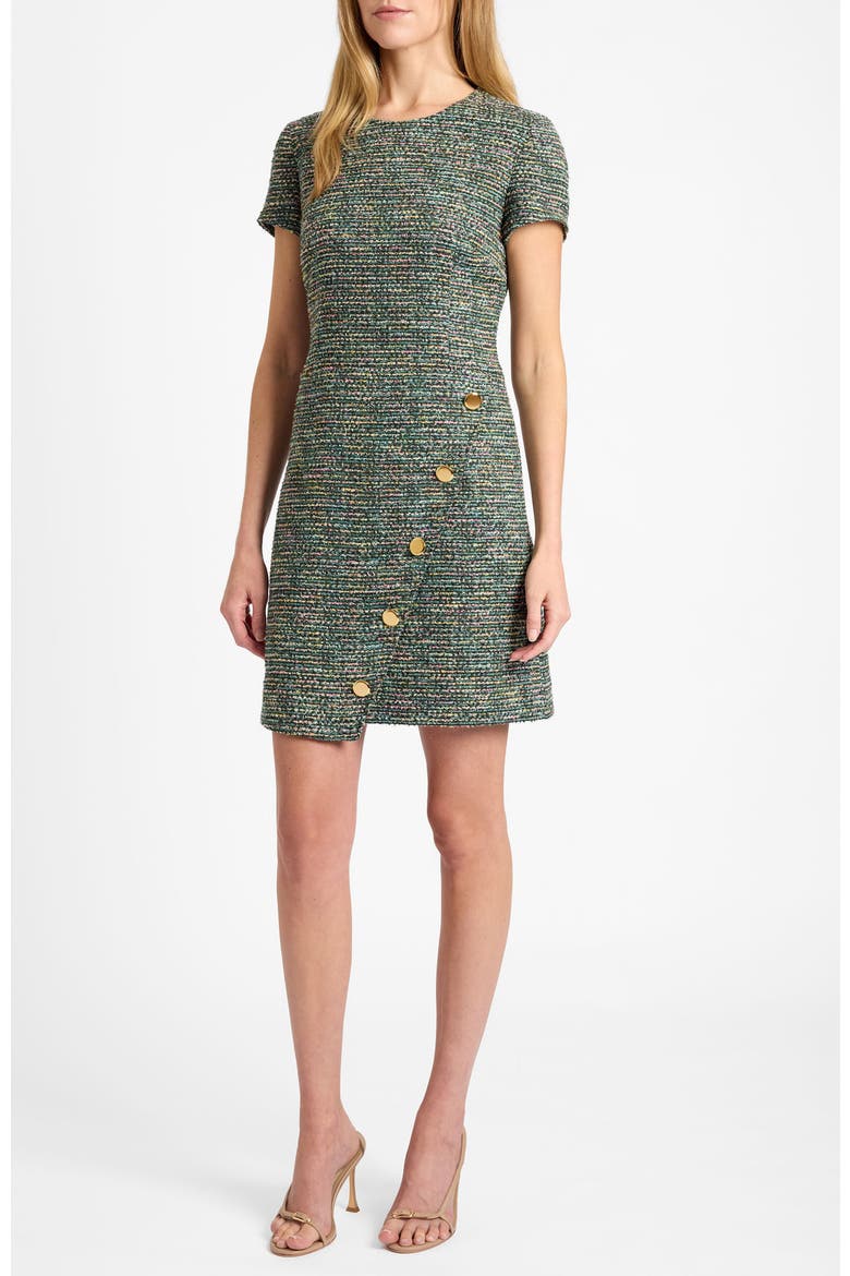 Loni A-Line Short Sleeve Dress, Alternate, color, Evergreen