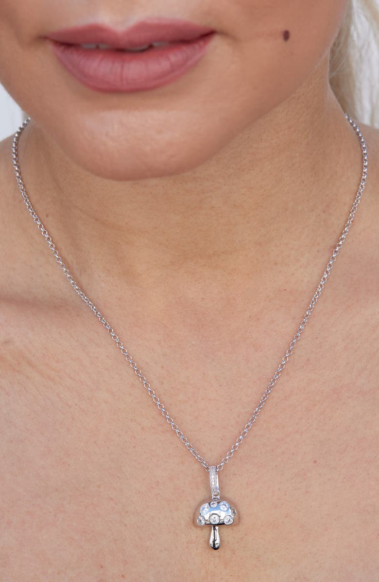 SAVVY CIE JEWELS Modern Mushroom Pendant Necklace, Alternate, color, White