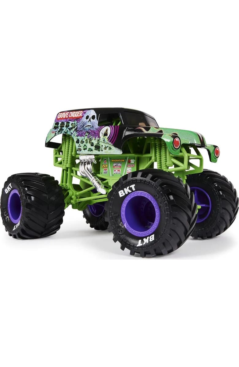 Monster Jam Grave Digger Monster Truck - 124 Scale Die-Cast Vehicle - Chrome Rims and BKT Tread Tires For Use In All Playsets, Alternate, color, Green