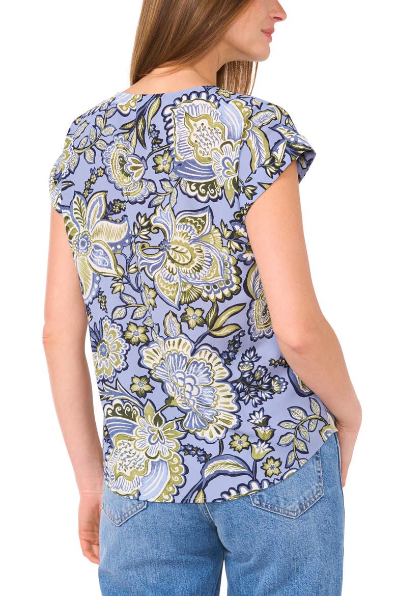 Print V-Neck Top, Alternate, color, VINTAGE BLUE