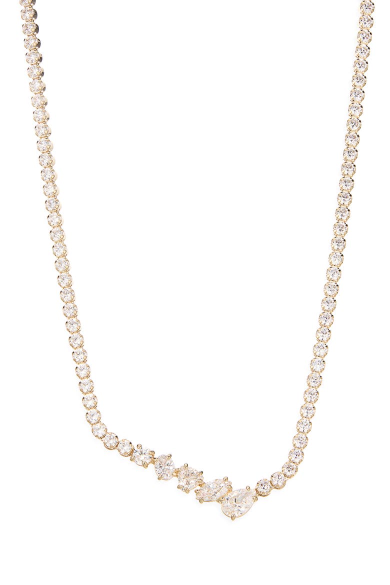 Mesmera V-Shape Crystal Necklace, Main, color, WHITE/ GOLD